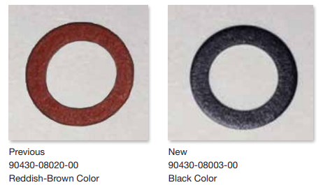 Two colored rubber washers: reddish-brown and black.