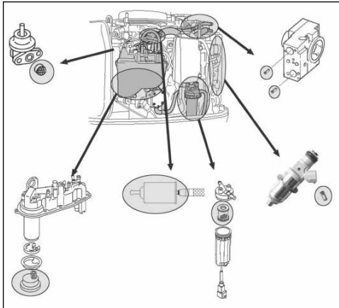 Engine component diagram with labeled parts.