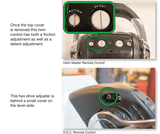 Remote control adjustment details for two models.